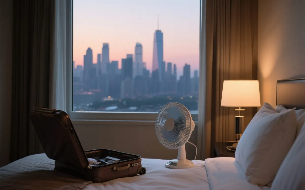 球迷在城市中休息与整理行李的旅行场景